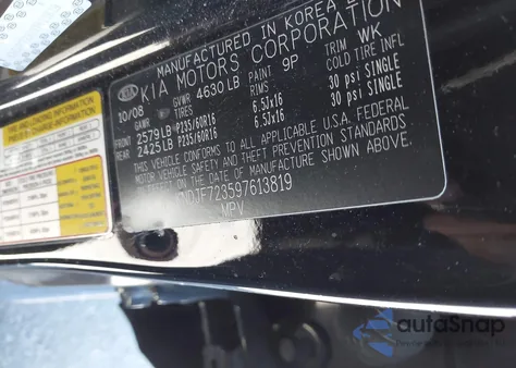 2009 Kia Sportage Lx V6 z USA, uszkodzony, nr VIN KNDJF723597613819